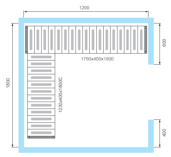 Комплект стеллажей для КХН-6,61 - Вар.1