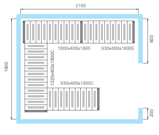 Комплект стеллажей для КХН-7,71 - Вар.2