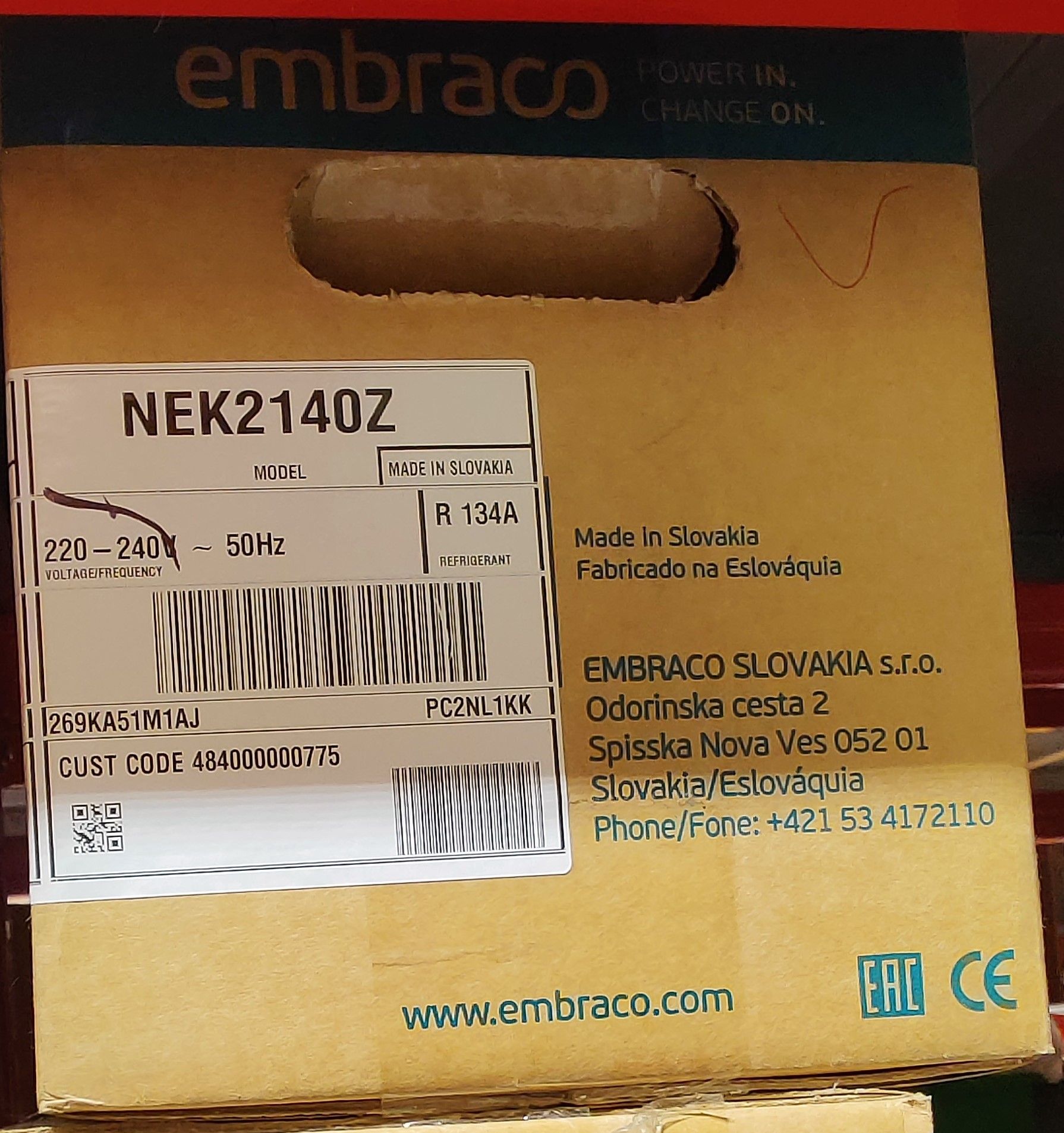 Компрессор NEK2140Z R134a 438Вт LBP Embraco Aspera код 269KA51M1AJ