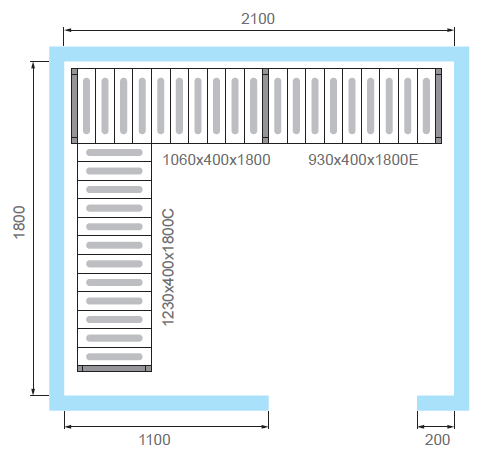 Комплект стеллажей для КХН-7,71 - Вар.1