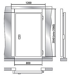 Дверной блок с распашной дверью 2300*1200*100 (св.пр.1850*800)