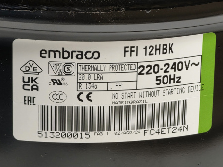 Компрессор FFI 12HBK R134a Embraco 319Вт широкодиапазонный LBP MBP HBP