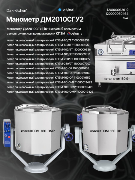 Манометр ДМ 2010-С ГБх1.0 для котла КПЭМ Абат код 120000012919