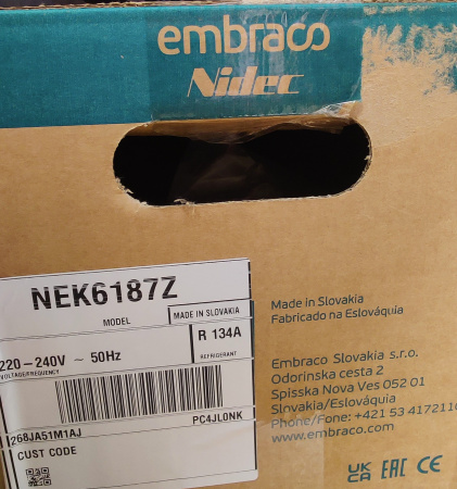 Компрессор NEK6187Z R134a 971Вт HBP Embraco Aspera код 268JA51M1AJ
