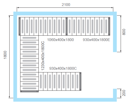 Комплект стеллажей для КХН-7,71 - Вар.2