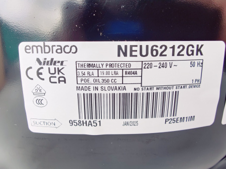 Компрессор NEU 6212 GK R404a 857Вт MBP Embraco Aspera код 958HA51M1AJ