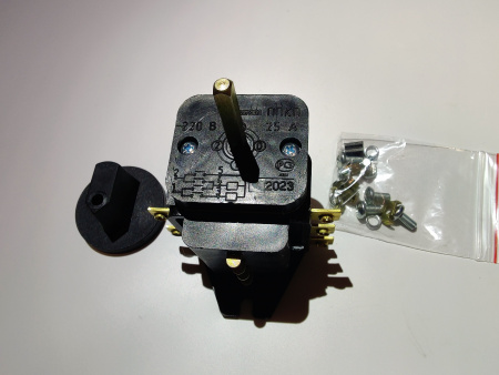 Переключатель ТПКП 25А (ППКП) для плиты электрической (пластмасс.) с ручкой код 6424