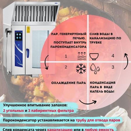 Зонт вытяжной ЗВВ-800П с пароконденсатором 