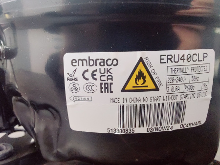 Компрессор ERU40CLP R600a -23,3С, 125Вт Низкотемпературный LBP Aspera