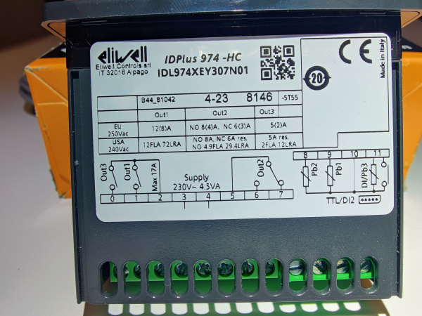 Контроллер eliwell IDPlus 974 2-датчика Италия