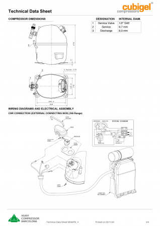 Компрессор MS 26 FB R-404A Cubigel 695Вт
