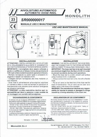 Душ выдвижной на катушке (настенный) SR 000000017A MONOLITH (шланг 5м)