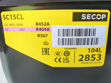 Компрессор SC15CL (R404A) код 104L2853 Secop (Danfoss) артикул Абат 120000806296
