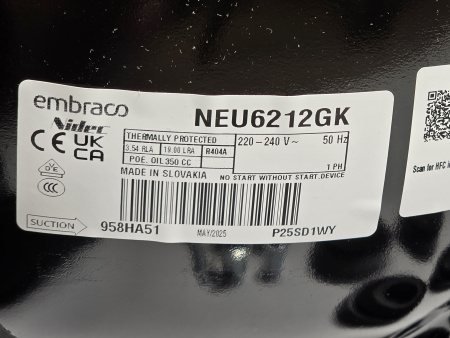 Компрессор NEU 6212 GK R404a 857Вт MBP Embraco Aspera код 958HA51M1AJ