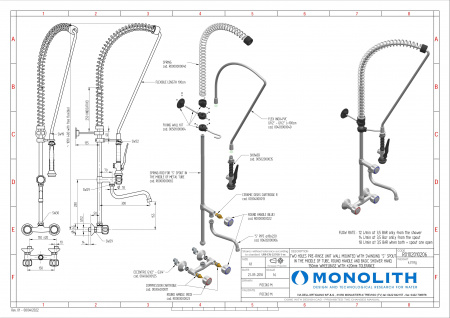 Душирующее устройство с гибким изливом и краном Код R 0102010206 MONOLITH Италия