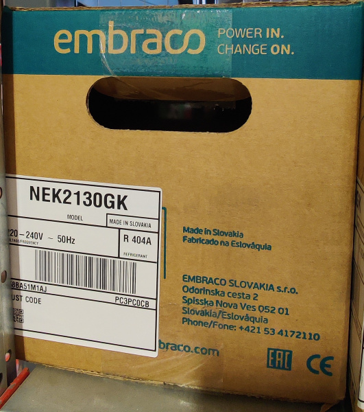 Компрессор NEK2130GK R404a 399Вт Embraco Aspera код 958BA51M1AJ
