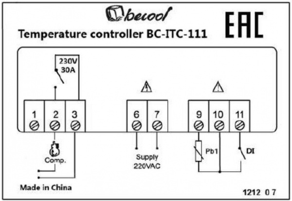 Контроллер becool BC-ITC-111 датчик-1шт