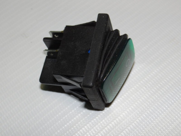 Переключатель влагозащитный SC 767 B WL, 4c 220V, зеленый, на корпусе две пары узких фиксаторов