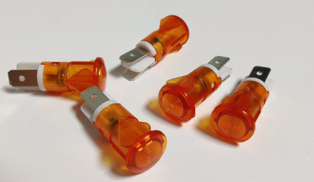 Индикаторная LED лампа 230B 12мм оранжевая (Комплект 5шт)