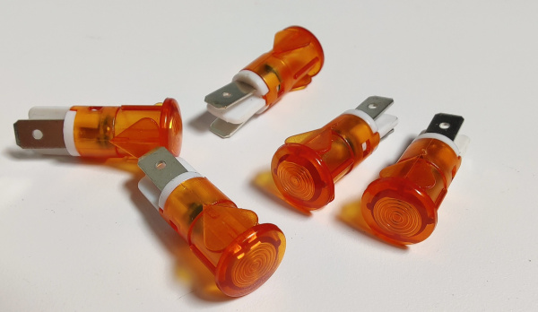 Индикаторная LED лампа 230B 12мм оранжевая (Комплект 5шт)