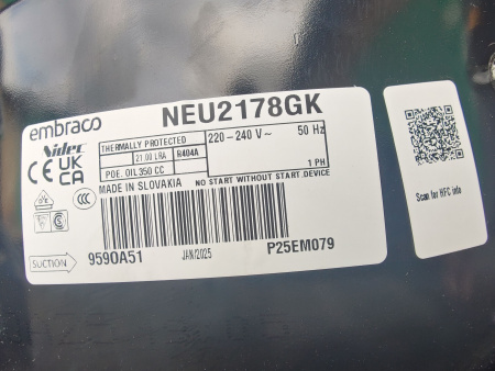 Компрессор NEU 2178 GK, LBP R404a 914Вт код 959OA5190AF Embraco Aspera