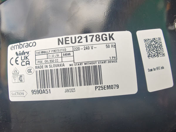 Компрессор NEU 2178 GK, LBP R404a 914Вт код 959OA5190AF Embraco Aspera