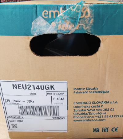 Компрессор NEU2140GK R404A Embraco Aspera 486Вт код 958JA51M1AJ