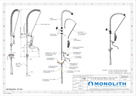 Душирующее устройство с гибким изливом MONOLITH Италия Код R 0101020111