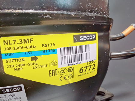 Компрессор NL7.3MF (R134A) MBP Среднетемпературный (Secop) код 105G6772