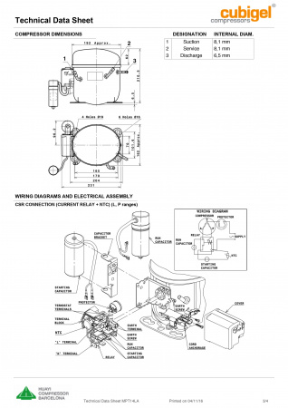 Компрессор MPT 14 LA R-404A Cubigel 463Вт