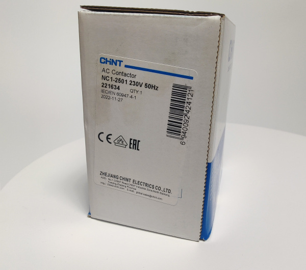 Контактор NC1-2501 25А 230В/АС3 1 НЗ 50Гц (CHINT) 220621 код 12000046236