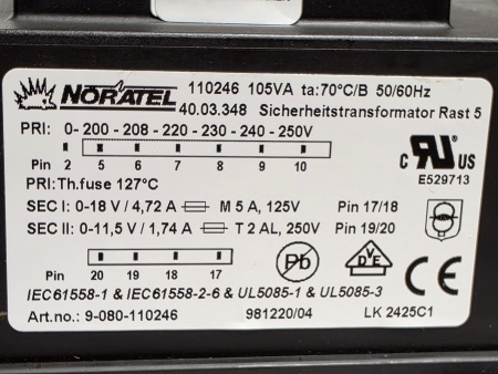 Трансформатор T1 Rational код 87.01.297 / 40.03.348