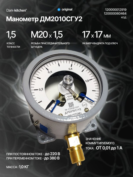 Манометр ДМ 2010-С ГБх1.0 для котла КПЭМ Абат код 120000012919