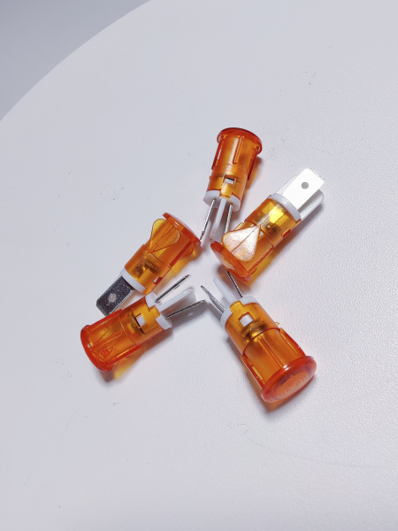 Индикаторная LED лампа 230B 12мм оранжевая (Комплект 5шт)