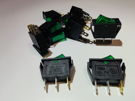 Переключатель SС 791, 3с 220V, 15A  зеленый (16463/210917/0015163)