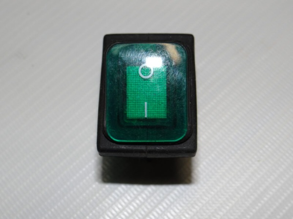 Переключатель влагозащитный SC 767 B WL, 4c 220V, зеленый, на корпусе две пары узких фиксаторов