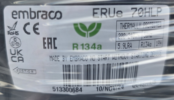 Компрессор ERUe 70HLP Embraco 166Вт R134a, LBP