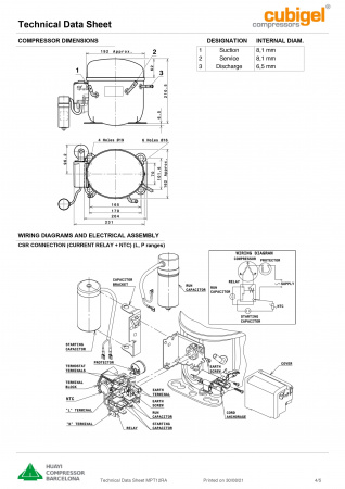 Компрессор MPT 12 RA R-404A Cubigel 1559Вт