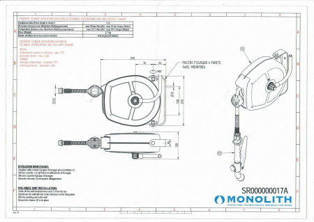 Душ выдвижной на катушке (настенный) SR 000000017A MONOLITH (шланг 5м)