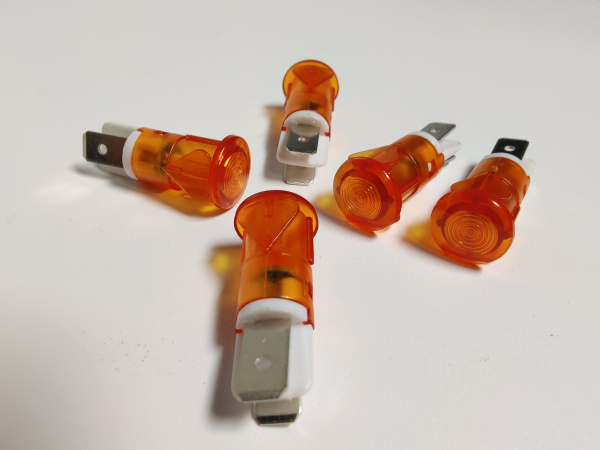 Индикаторная LED лампа 230B 12мм оранжевая (Комплект 5шт)