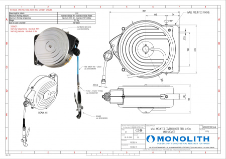 Душирующее устройство на катушке MONOLITH код SR000000034А (шланг 10м)