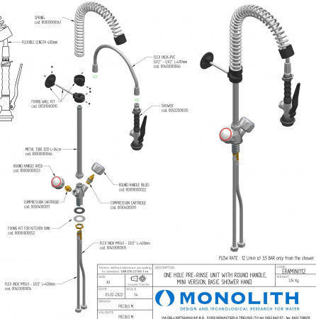 Душирующее устройство ERAMINI112 Monolith со смесителем R0101020112
