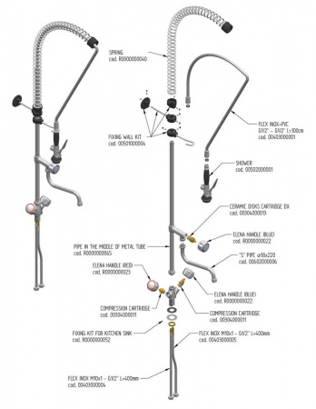 Душирующее устройство с гибким изливом MONOLITH Италия Код R 0101020111