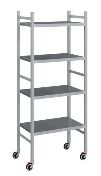 Мобильный стеллаж-тележка LOAD.ME.MOBILE INOX, 4 яруса, Г400, В1850