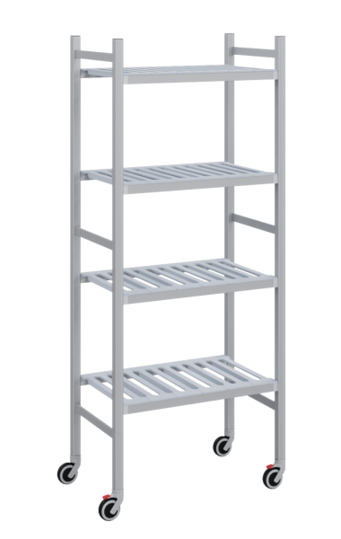 Мобильный стеллаж-тележка LOAD.ME.MOBILE POLY, 4 яруса, Г400, В1850