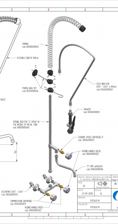Душирующее устройство с гибким изливом и краном Код R 0102010206 MONOLITH Италия